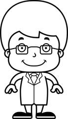 Obraz premium Cartoon Smiling Scientist Boy