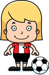 Cartoon Smiling Soccer Player Girl