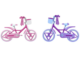 Two cute kids bicycles. Vector illustration isolated on white background