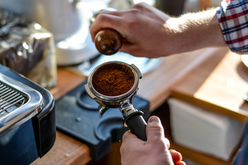 Barista coffee grinder and grains