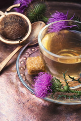 healthy tea with thistle