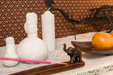 Spa Item and Candle setting on desk