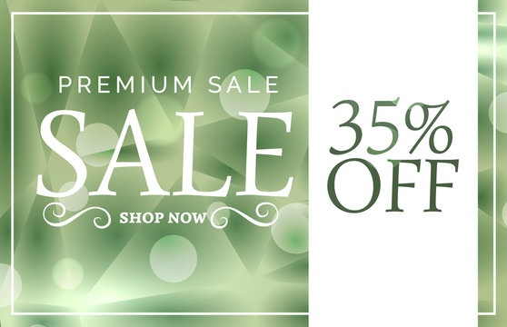 green premium sale banner or voucher design template with offer details