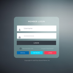 elegant login ui template form design with blurred background