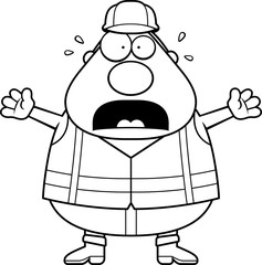 Scared Cartoon Road Worker