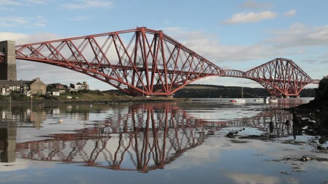 Train crossing the Forth Railway Bridge, Scotland
