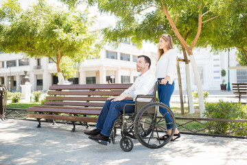 Man in a wheelchair with his girlfriend