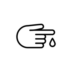 finger blood drop icon on white background