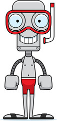 Cartoon Smiling Snorkeler Robot
