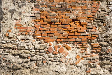 Wand mit alten Ziegeln als Hintergrund