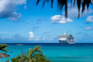 Cruise ship in crystal blue water