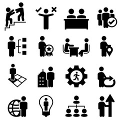 Business Human Resources Icons - Black Series - obrazy, fototapety, plakaty