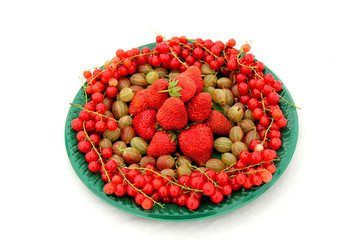 A Plate of Freshly Picked Mixed Fruit Berries.