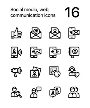 Social media, web, communication icons for web and mobile design pack 2