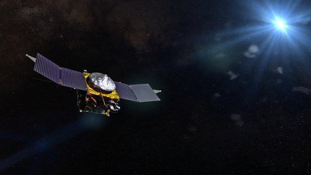 Fototapeta 3d render of the MAVEN space probe in front of the Sun