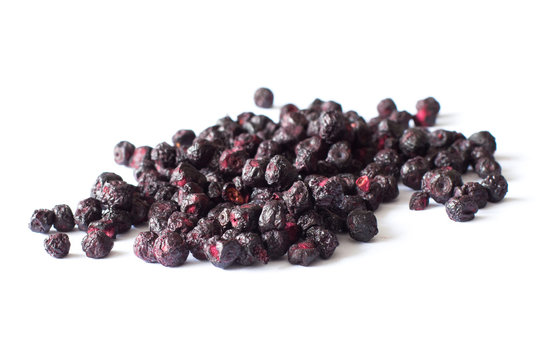 Freeze Dried Blueberries On A White Background.