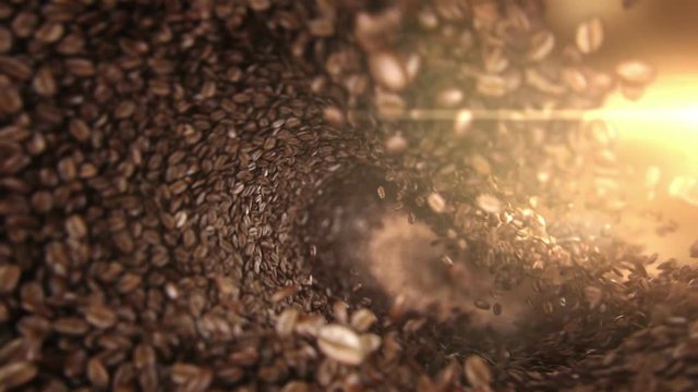 Coffee beans falling big wave