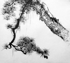 Pine in the style of sumi-e