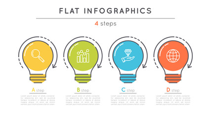 Flat style 4 steps timeline infographic template.