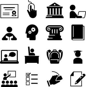 Education Icons - Black Series