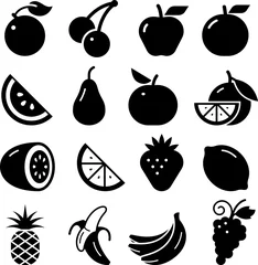 Fotobehang Fruit Icons - Black Series © Marc