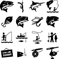 Fishing Icons - Black Series