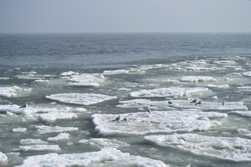 Frozen sea in winter.
