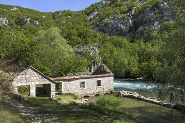 Ruins of old grain mill on river Ruda near town Trilj and Sinj in croatia