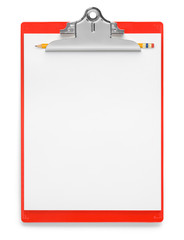 Clipboard Red and Pencil