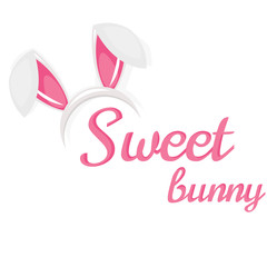 Easter bunny ears mask vector illustration