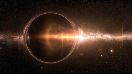 black hole with gravitational lens effect and the Milky Way galaxy 