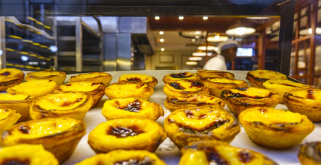 Most famous pastry in Lisbon - the Nata cake - LISBON, PORTUGAL 2017