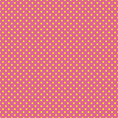 The polka dot pattern. Seamless vector illustration with round circles, dots. Yellow and pink. Vector illustration in retro, vintage style print on fabric, textile, wrapping, Wallpaper, scrap-booking