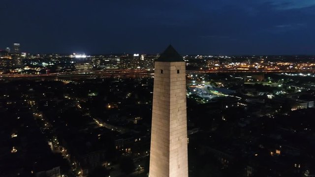 Bunker Hill Monument at night 4k