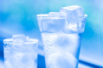 Drink. Water glass and ice