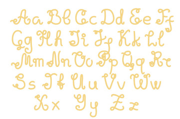 Rustic rope alphabet. Navy vector letters on white background.