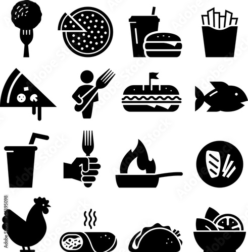 "Lunch Icons - Black Series" Stock image and royalty-free vector files