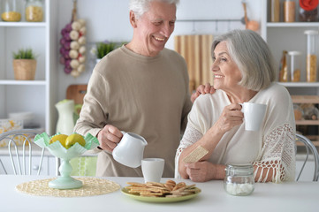 senior couple drinking tea