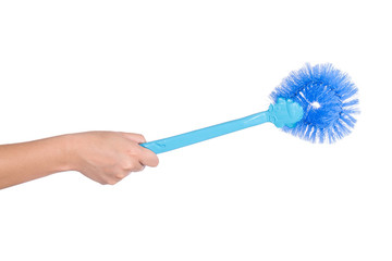 Hand with Toilet brush  isolated on white background