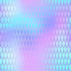 Fantastic neon fish scale pattern vector texture. Mermaid seamless pattern tile.