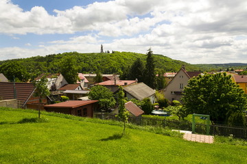 Schillers Lookout near Kryry, Czech republic with blue cloudy sky