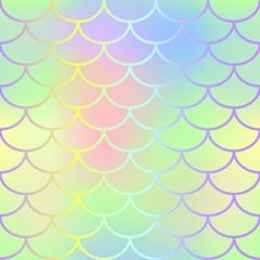 Rainbow fish scale pattern vector texture. Mermaid seamless pattern tile. © Elya.Q