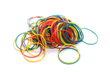 pile colorful rubber bands isolated on white 