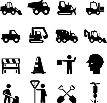 Road Work Icons - Black Series