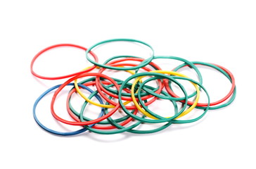pile colorful rubber bands isolated on white 