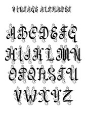 Retro decorative font. Capital letters. EPS10 vector