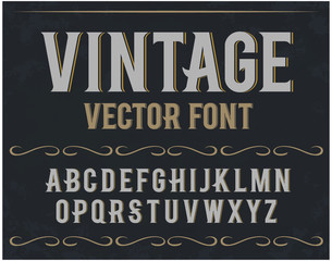 Vector vintage label font. Retro font. © evgeny