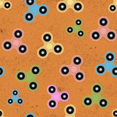 Hand Spinner Seamless pattern. Fidget spinner stress relief toy seamless pattern. Fidget toy
