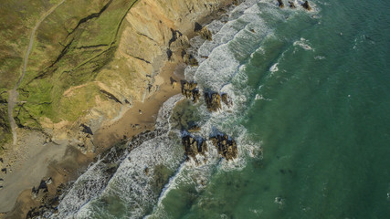 Aerial view of Marloes Sands, Pembrokeshire, Wales, UK 24.09.2015 