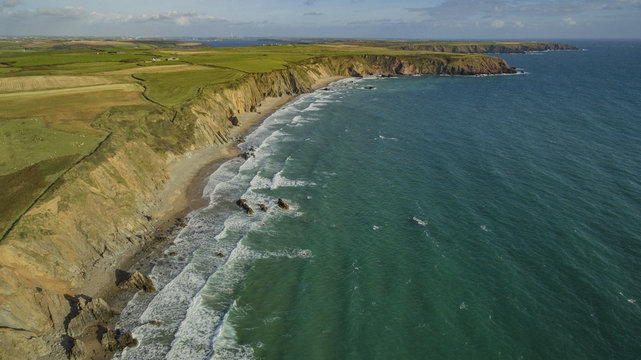 Aerial view of Marloes Sands, Pembrokeshire, Wales, UK 24.09.2015 